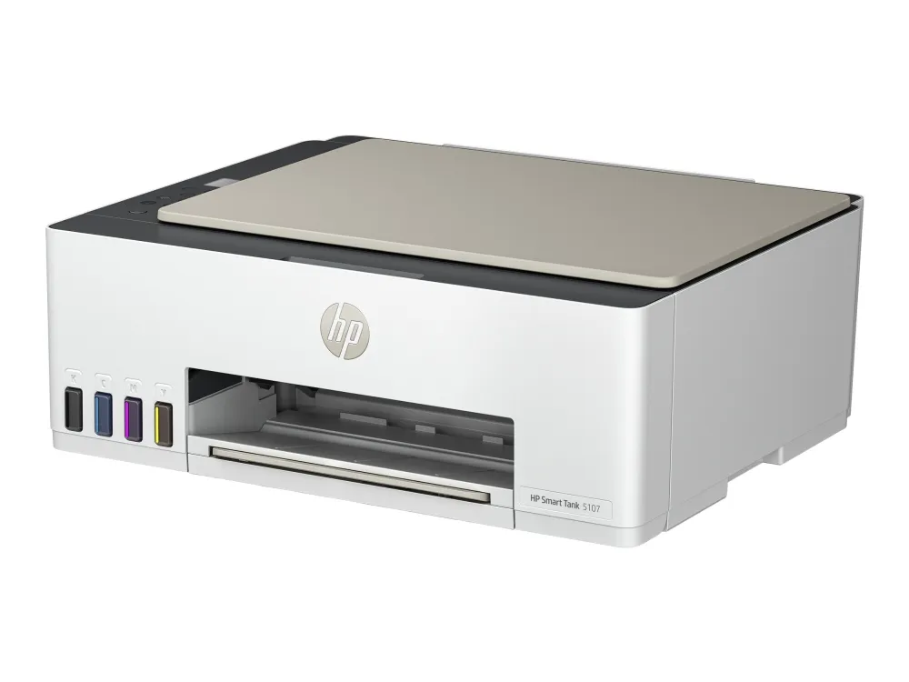 HP Smart Tank 5107 All-in-One - Multifunktionsprinter - farve - blækprinter - kan genopfyldes - Legal (216 x 356 mm) (original) - A4/Legal (medie) - op til 10 spm (kopiering) - op til 12 spm (udskriver) - 100 ark - USB 2.0, Wi-Fi(n), Bluetooth
