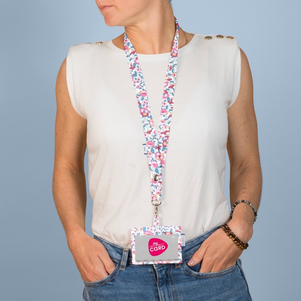 Porte Badge Boutons Rose