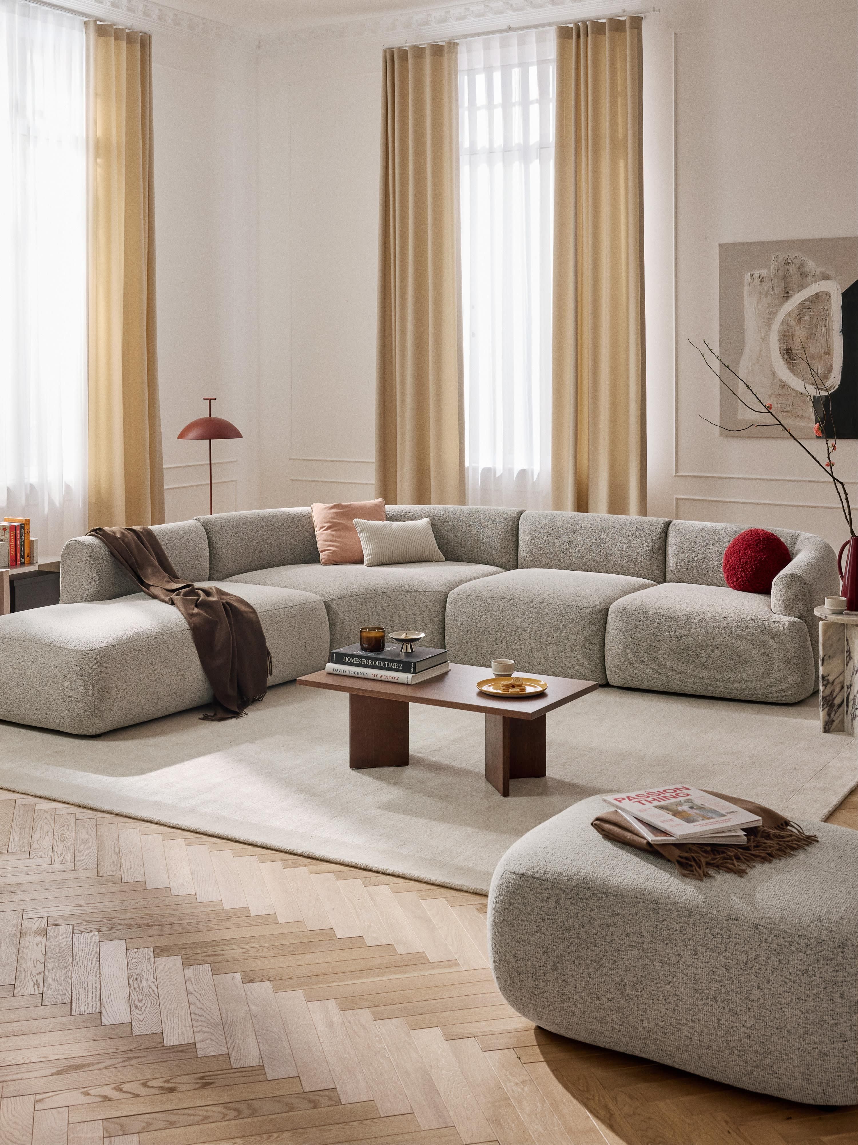 Ronde bouclé hoekmodule Sofia