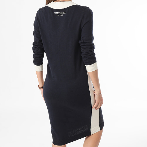 Robe Pull A Bandes Femme Varsity 0690 Bleu Marine