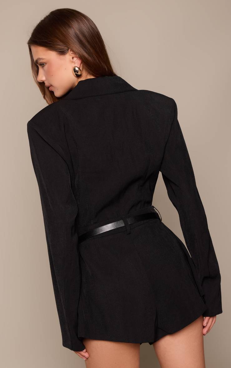 Noir Combinaison-short Style Blazer Avec Ceinture
