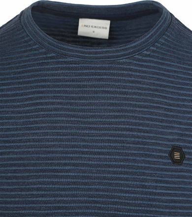 No Excess Velvet Stripes T-Shirt Navy 27360391-096 kopen