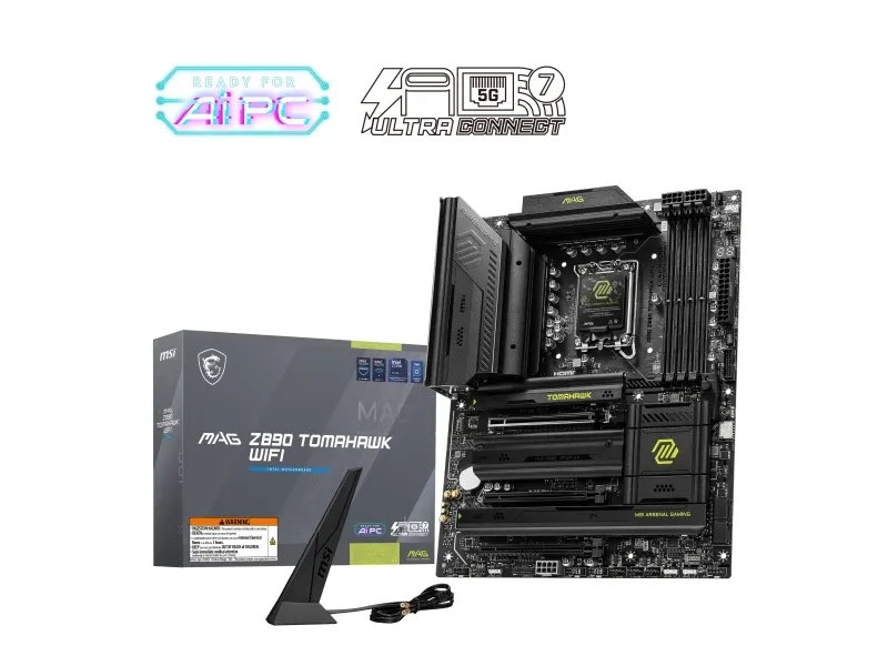 MSI MAG Z890 TOMAHAWK WIFI - Bundkort - ATX - LGA1851 sokkel - Z890 Chipset - USB 3.2 Gen 1, USB 3.2 Gen 2, USB-C 3.2 Gen2, USB4, USB-C 3.2 Gen 2x2 - 5 Gigabit Ethernet, Wi-Fi 7, Bluetooth - onboard grafik (CPU påkrævet) - HD Audio (8-kanaler)