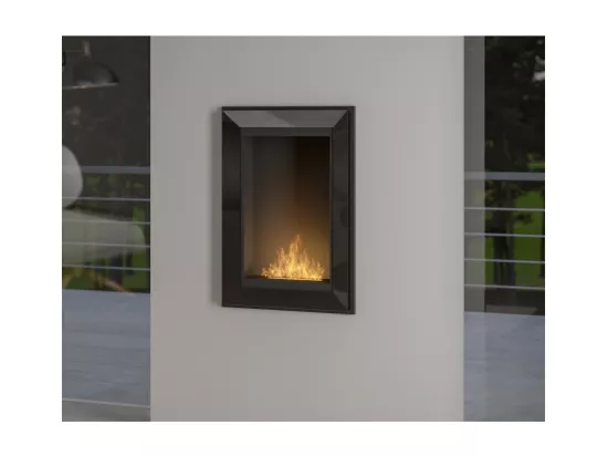 Cheminée au bioéthanol Frame 550 noir mat à encastrer au mur sans verre