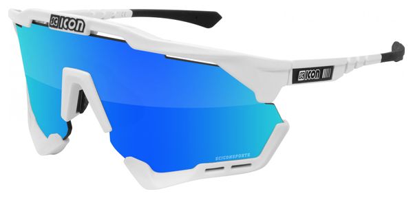 Lunettes SCICON Aeroshade XL Blanc Brillant / Bleu Miroir