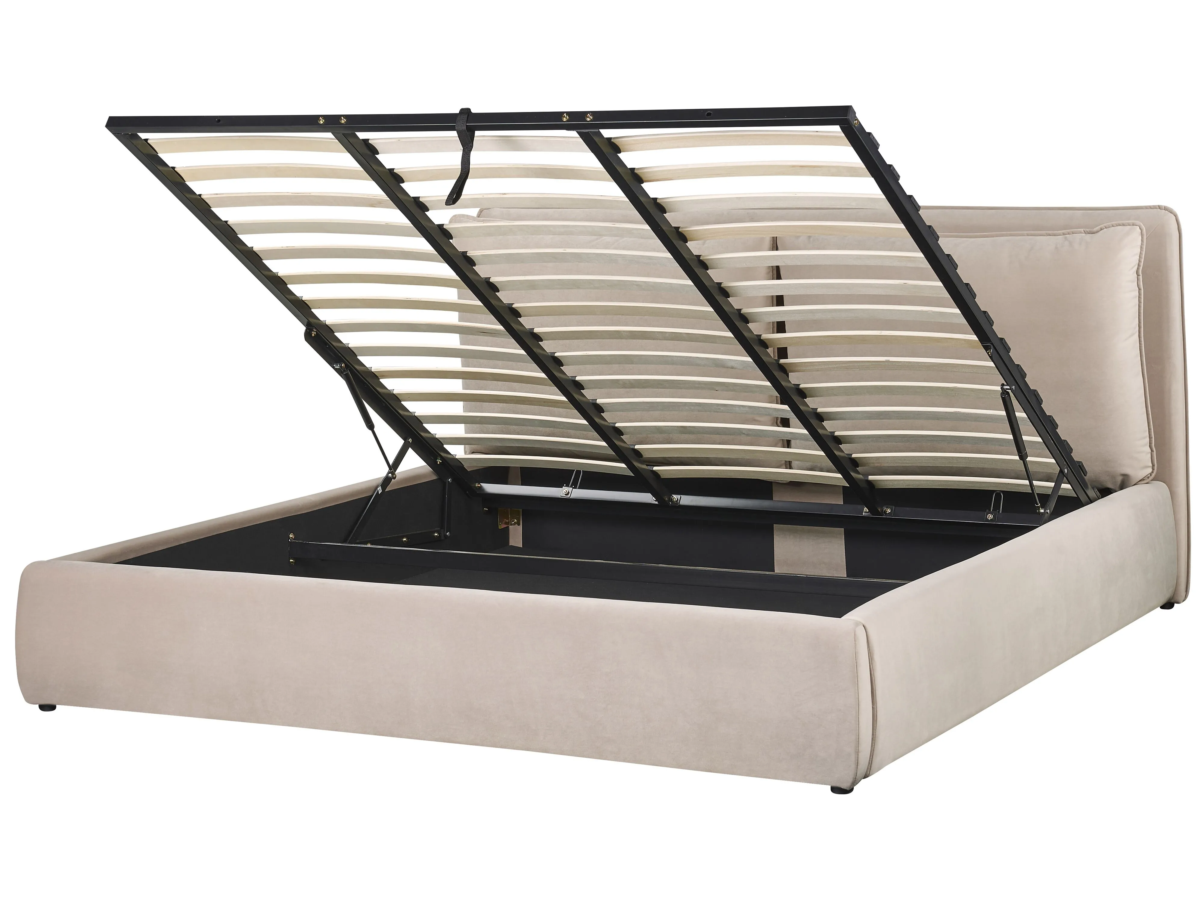 Bed met opbergruimte Fluweel BAJONNA 180 x 200 cm Beige