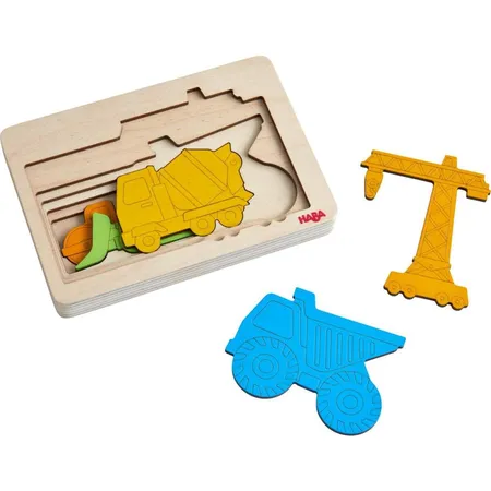 HABA 305530 Holzpuzzle Baustellenfahrzeuge