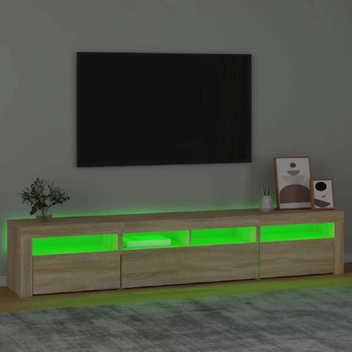 vidaXL Meuble TV LED Chêne sonoma
