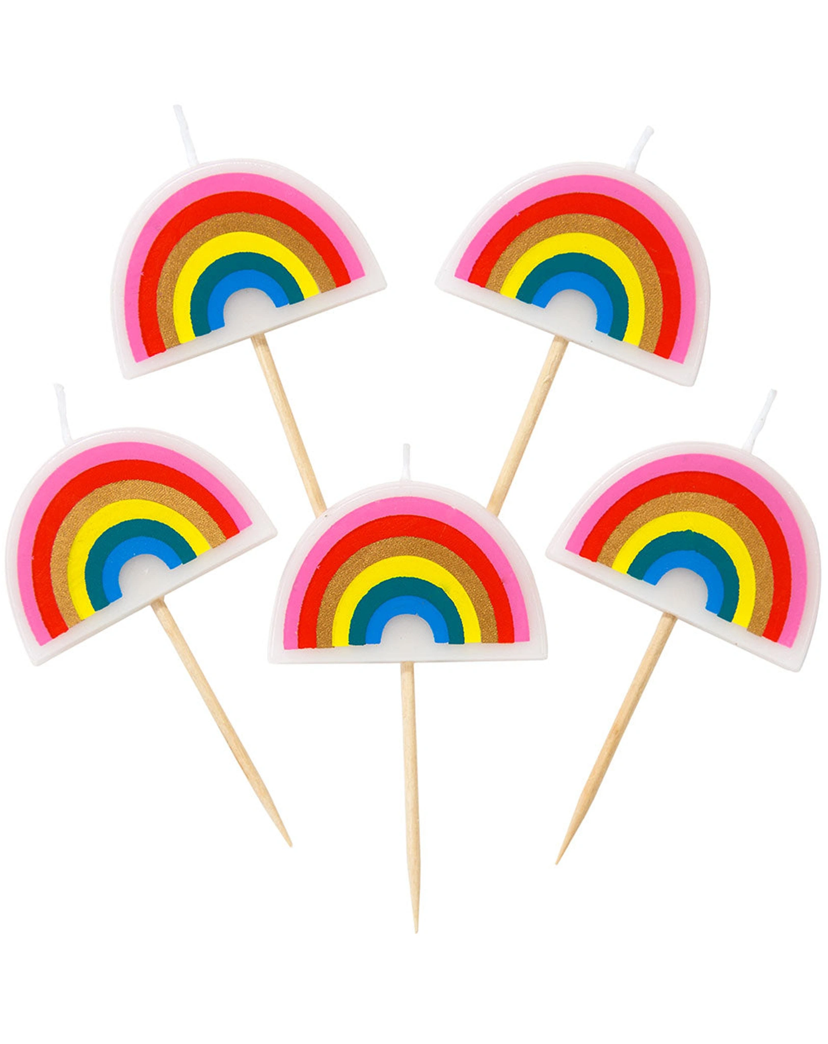 Kuchenkerzen RAINBOW SHAPES 5er Pack