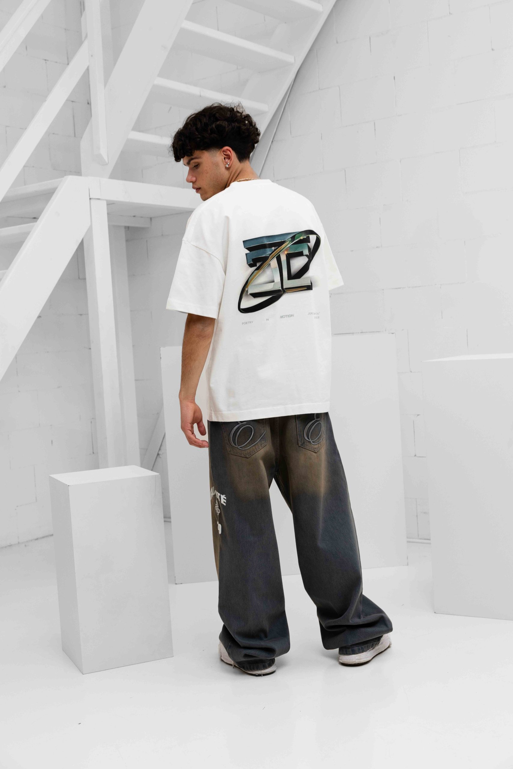 Jorcustom Poetry ln Motion Loose Fit T-Shirt Heren Wit