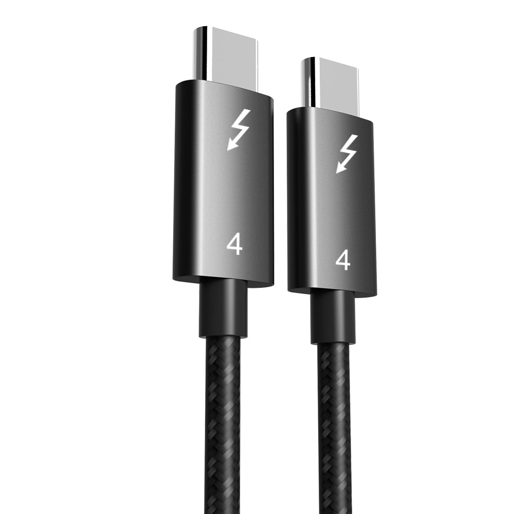 (2m) 100W USB C auf USB C Ladekabel Thunderbolt 3/4 Nylon Datenkabel 8K Monitor-Verbindungskabel 40 Gbit/s - Schwarz