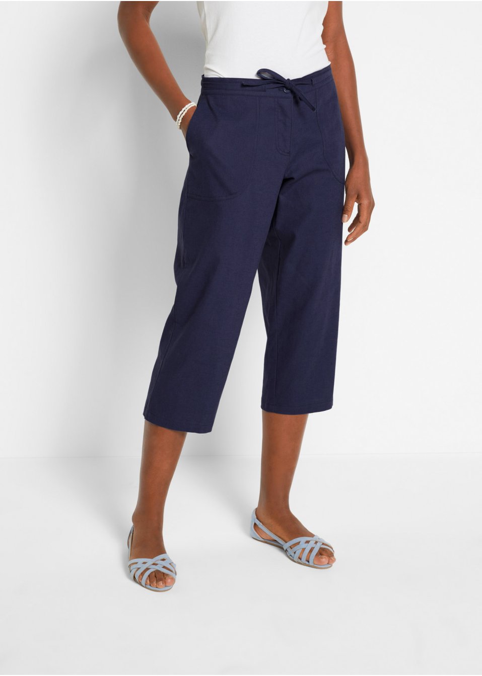 Pantalon en lin 3/4