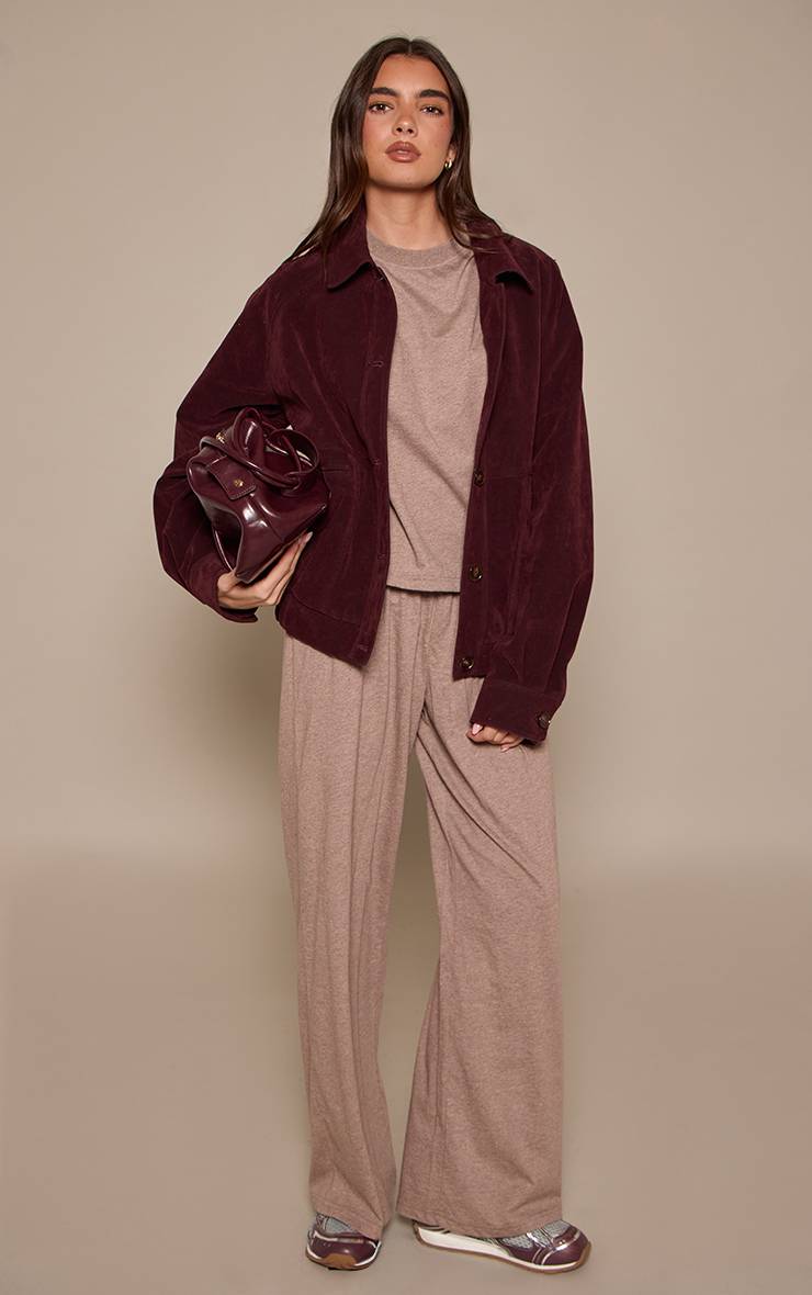 Taupe Ensemble Coordonné Pantalon Élastiqué Moucheté
