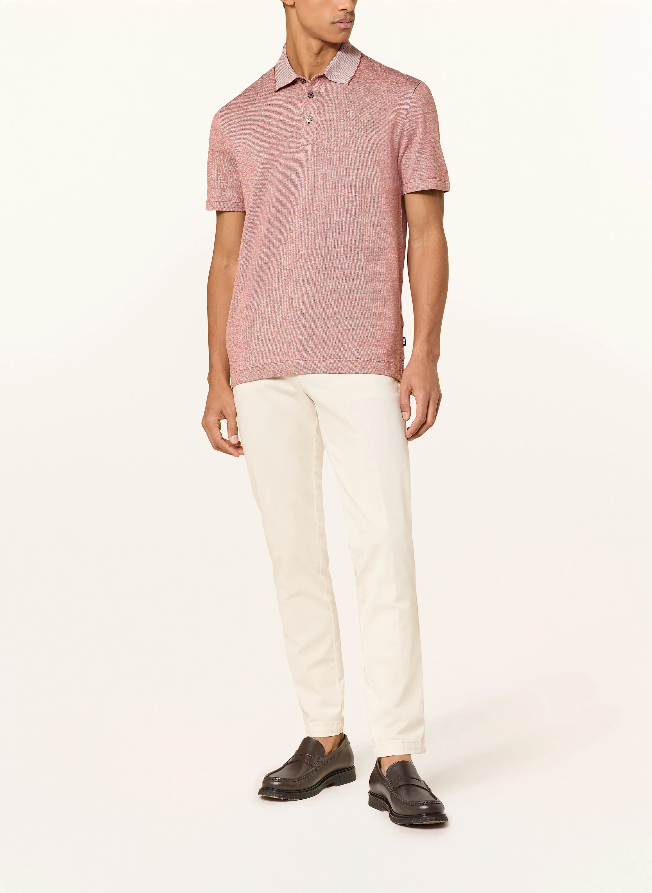 BOSS Piqué-Poloshirt PRESS mit Leinen