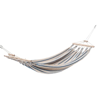 Einzelhängematte Baumwolle, Beige_Blau