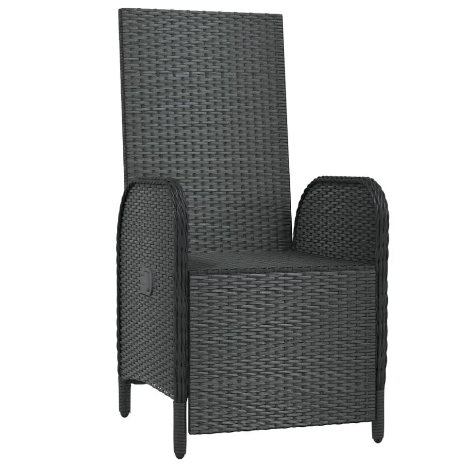 vidaXL - Tuinstoelen - Zwart - Poly rattan - 2 stuks - Verstelbaar - Met kussens