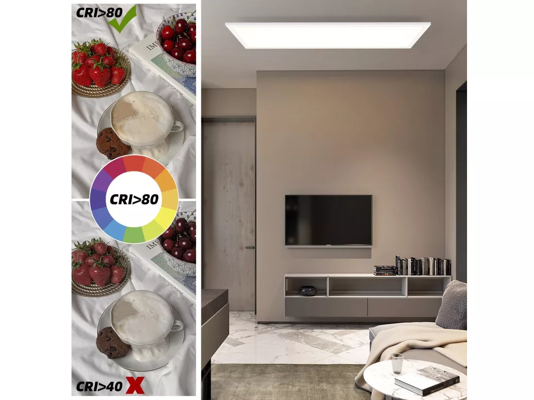 NETTLIFE Plafonnier LED, 80 x 30 cm,39W, 3000 K Dimmable, Plat, Lampe avec Télécommande, Panneau, Blanc, Lampe de Bureau pour Cuisine