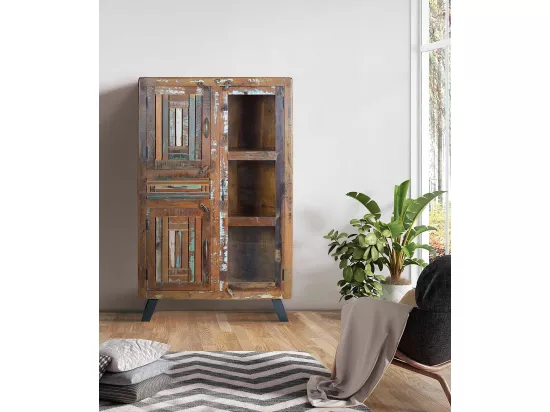 Vitrine en manguier et pieds en métal multicolore MULTICOLOR.Giner y Colomer.140x38x90