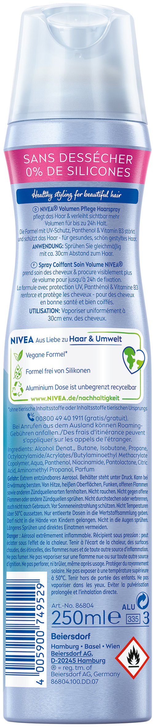 Nivea Haarspray<br>250 ml, Aerosol Spray, Aerosol, Volumen Pflege