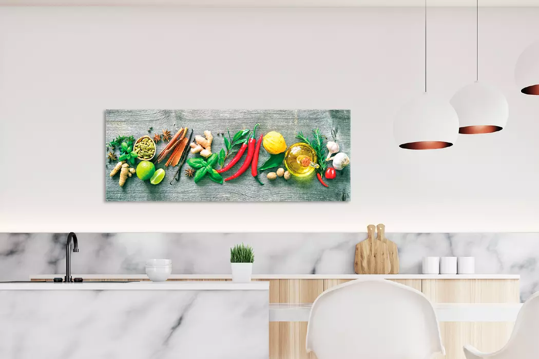 Glasbild 80 x 30 cm Herbs and spices