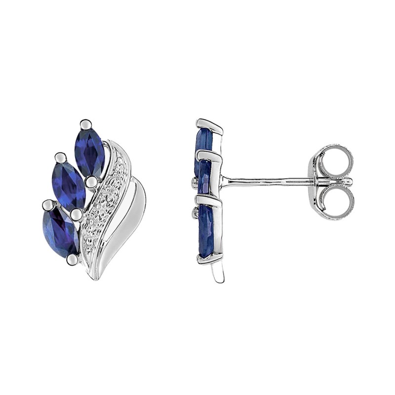 Boucles d'oreilles femme - saphir - Or 18 Carats