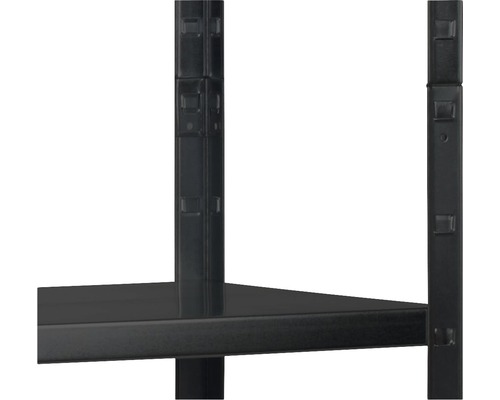 Kaiserthal wandrek, zwarte structuurlak, 170x85x40 cm, 4 legplanken, draagvermogen 260 kg