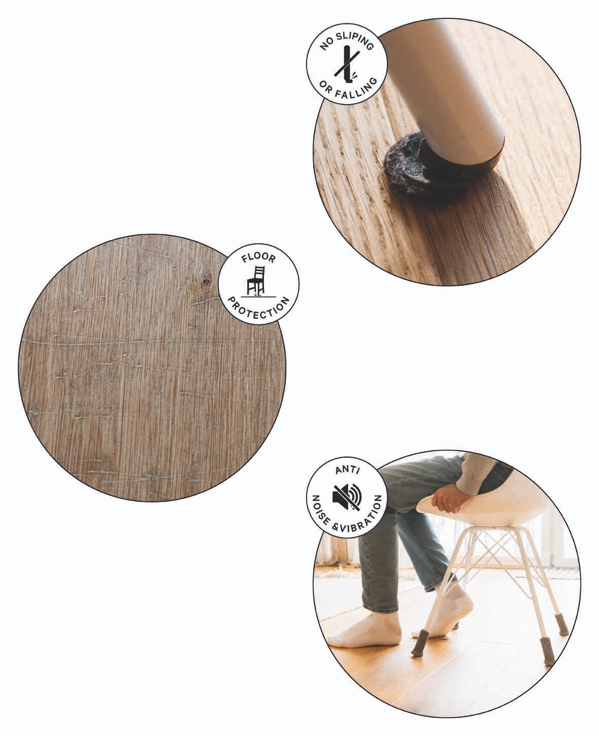 (4er Set) 10cm Stoff Stuhlbein Stulpen Schutz Tisch / Stuhl / Boden Schoner mit Bordüren Muster - Hellbraun