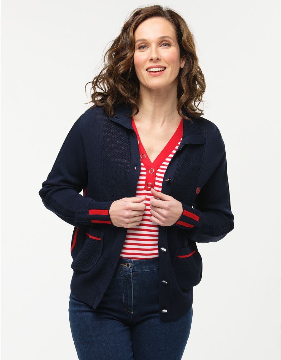 Gilet marine détail rouge