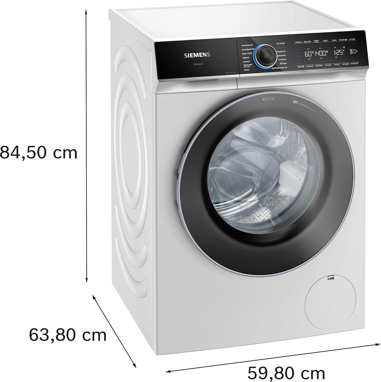 Siemens WG44B2A40 iQ700 Waschmaschine 9 kg, 1400 UpM, Made in Germany, i-Dos Intelligente Waschmittel-Dosierung, speedPack XL - Schneller Waschen, Weniger Knitterfalten, Home Connect, aquaStop, Weiß