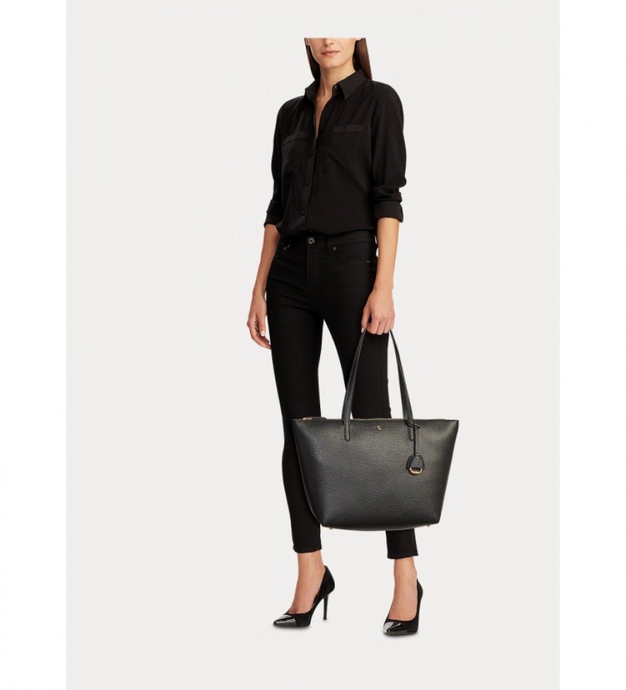 Bolsa Ralph Lauren Keaton 31 Tote Média preta - 28,6 x 45,7 x 14 cm -
