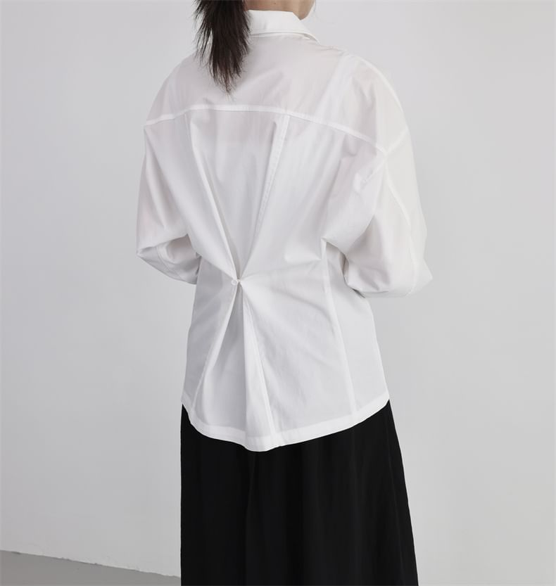 SIMPLE BLACK - Effen overhemd met lange mouwen en kraag