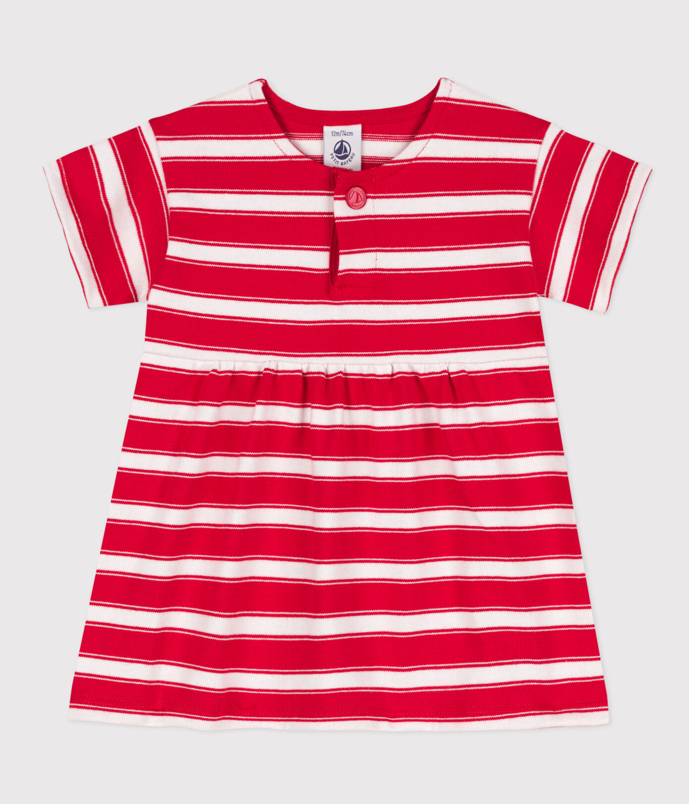 Robe manches courte bébé en jersey épais rayé