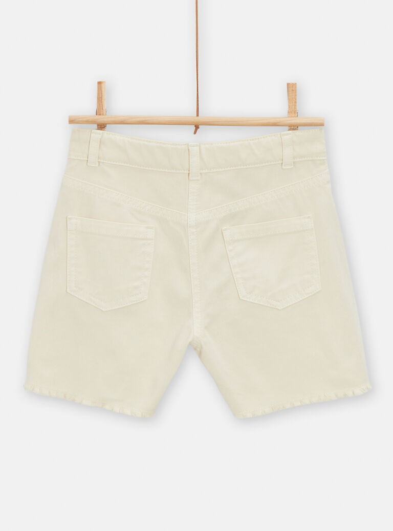 Short en denim écru foncé avec broderies pour fille