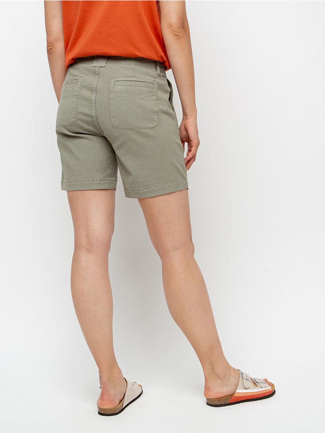 Short Femme Confort Coton Lin Kaki