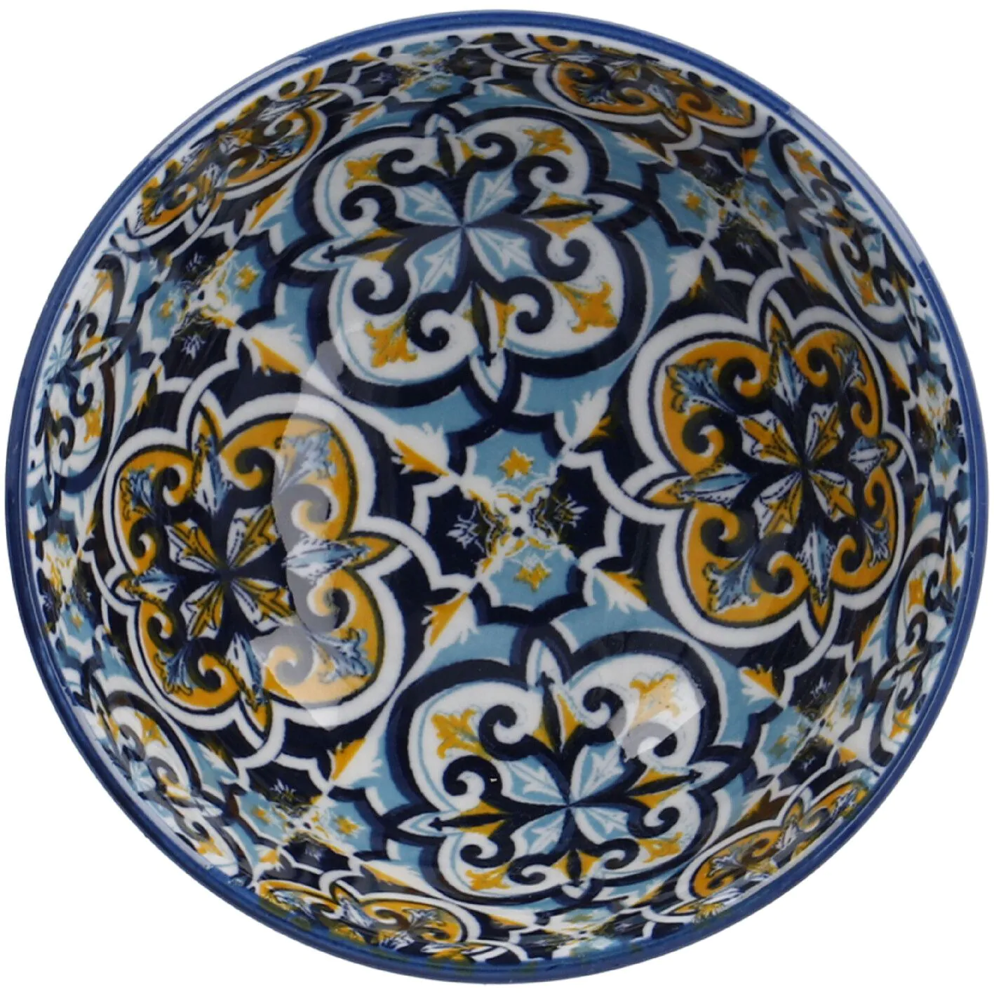 Schale China, hoch, blau/gelb, 9.5 cm