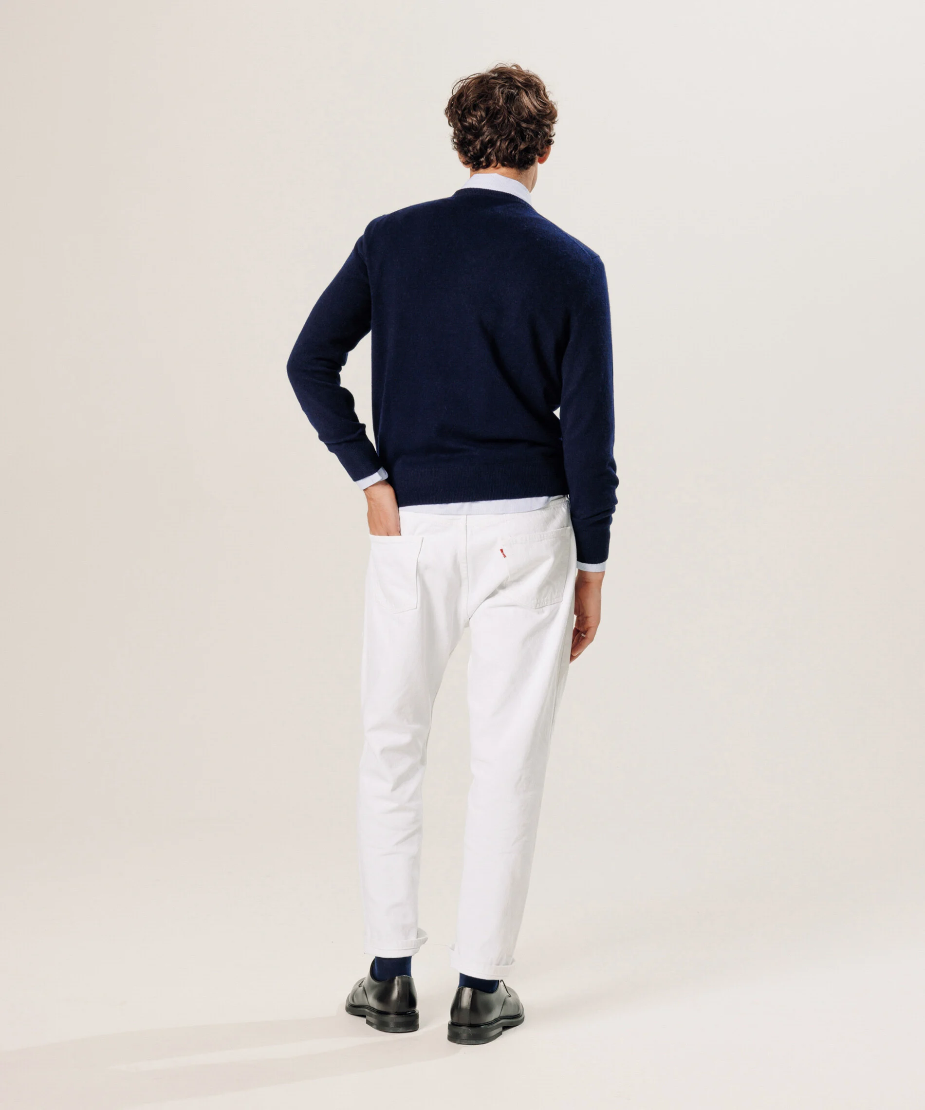 Pull col v en cachemire | Bleu
