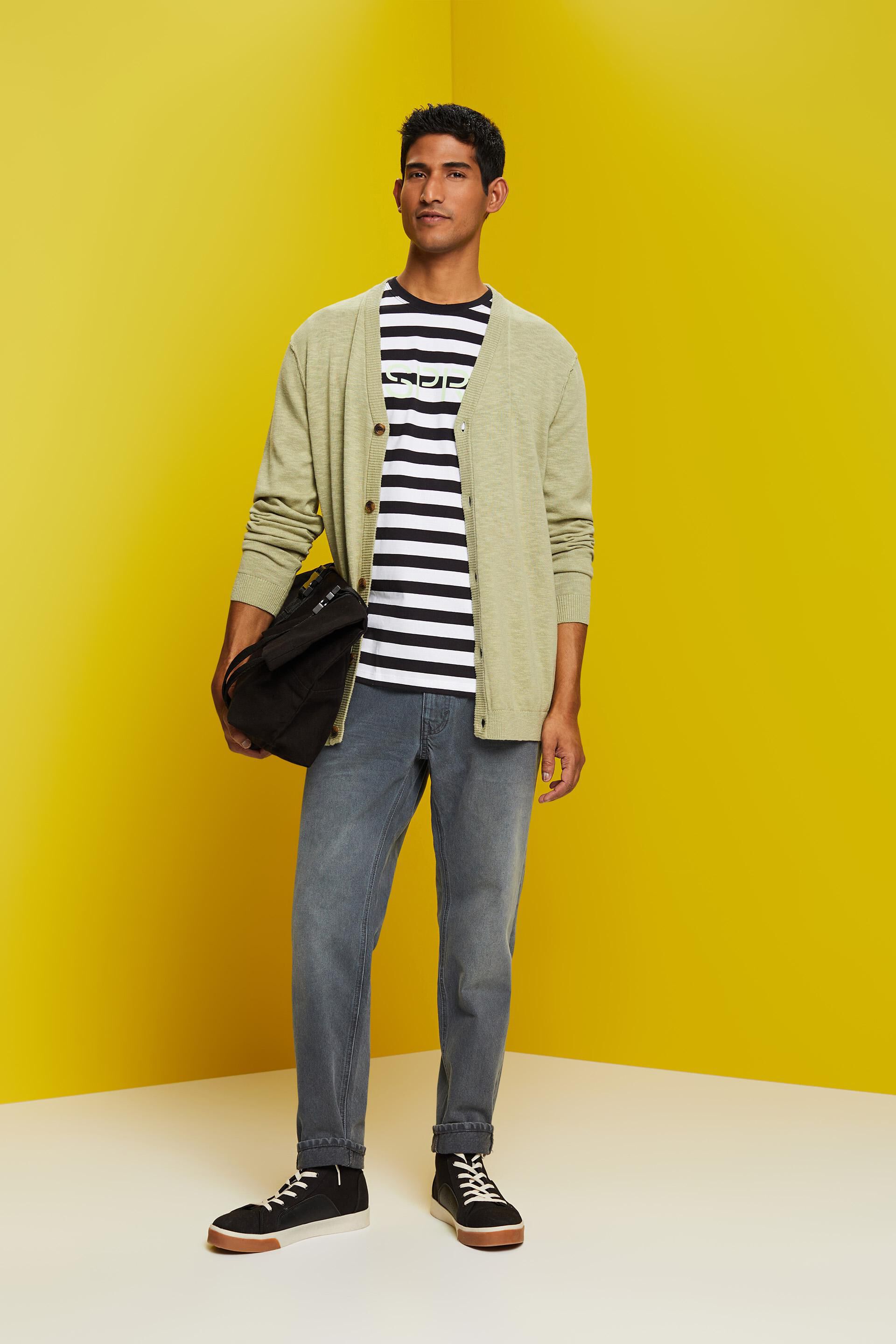 Cardigan à encolure en V, dans un mélange de coton et de lin