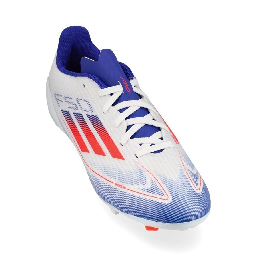 adidas F50 League FG/AG Advancement - Blanc/Rouge/Bleu Enfant