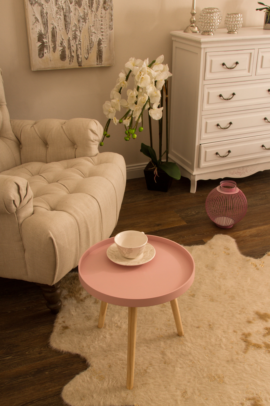 Beistelltisch SANNE - rosa - 39 cm hoch