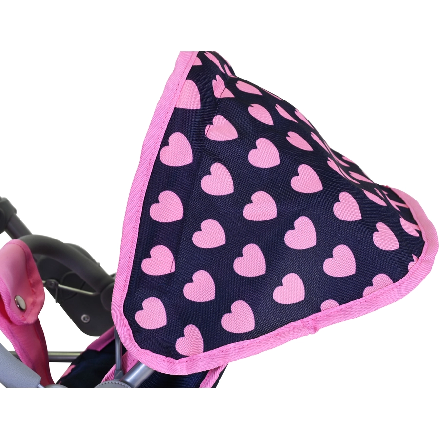 knorr toys® Zwillingspuppenwagen Milo - Pink Hearts blau