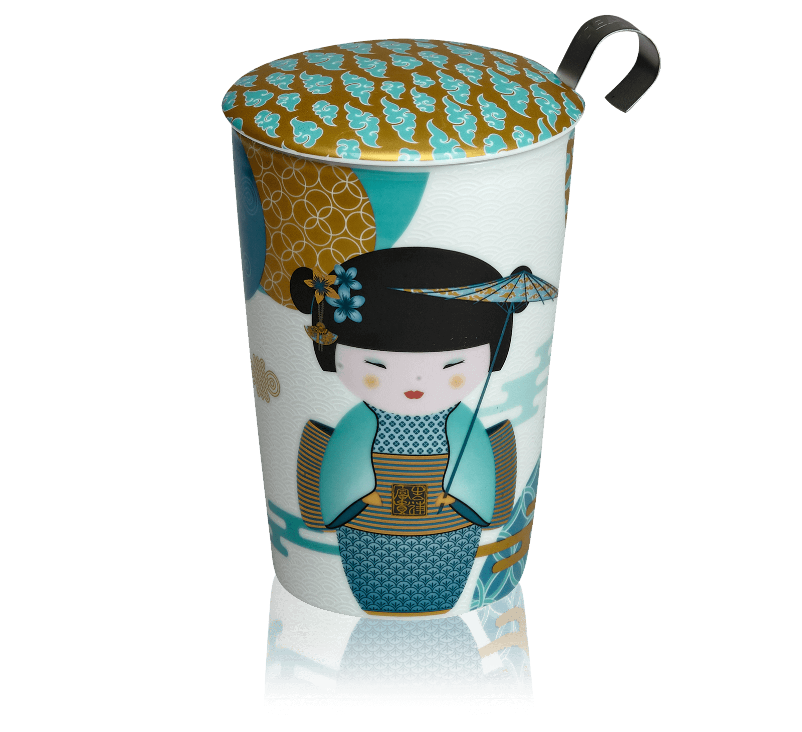Tisani&egrave;re double paroi 25Cl-EIGENART Motif NL Geisha bleu