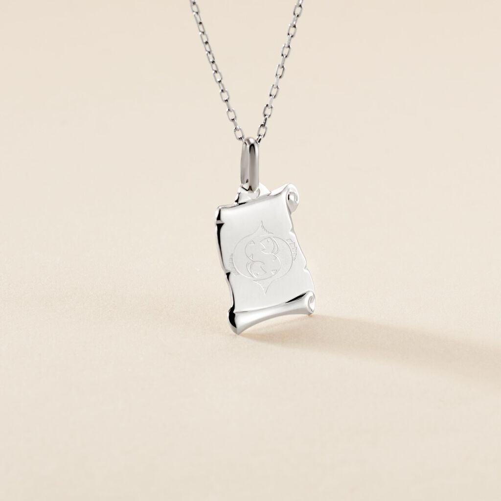 Pendentif Zodiaque Parchemin Argent Blanc