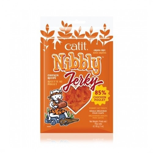 Petisco de carne seca Nibbly para gatos, sabor frango.