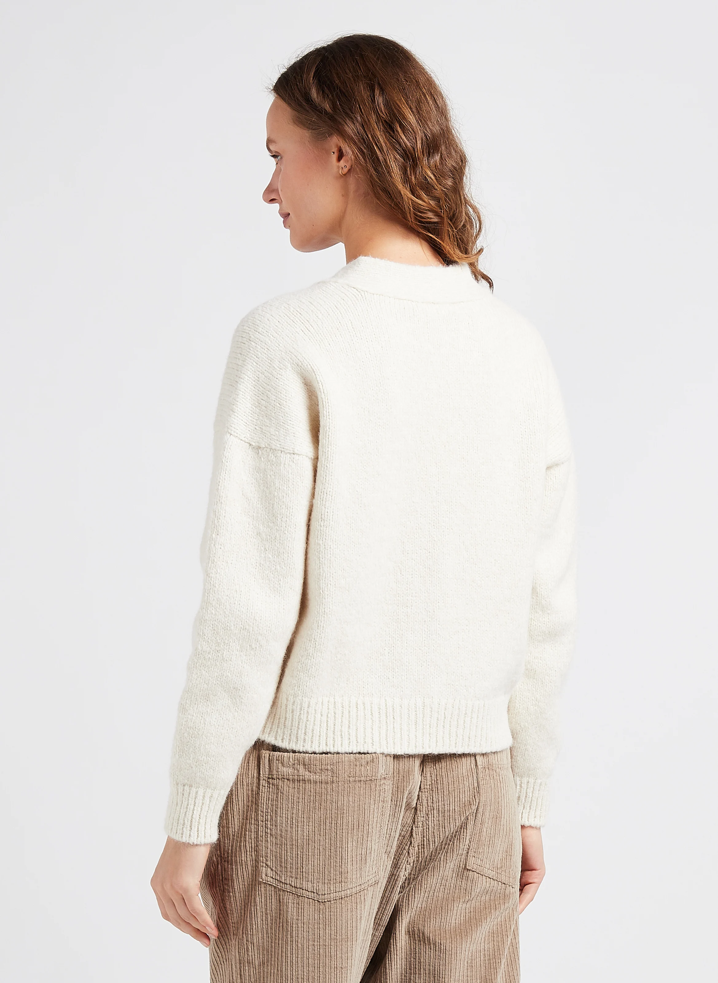 COLIMA - Cardigan col v en laine mélangée | Beige