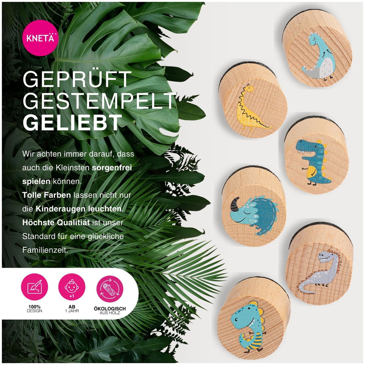 KNETÄKNETÄ   Holzstempel Set Dinoz