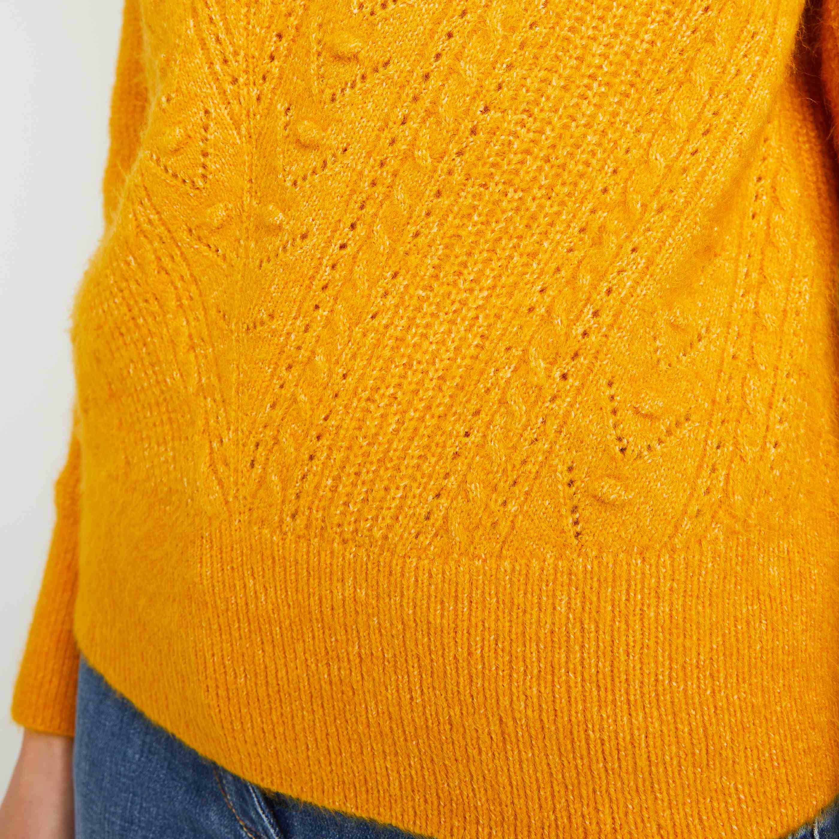 Pull col camionneur uni femme - JAUNE