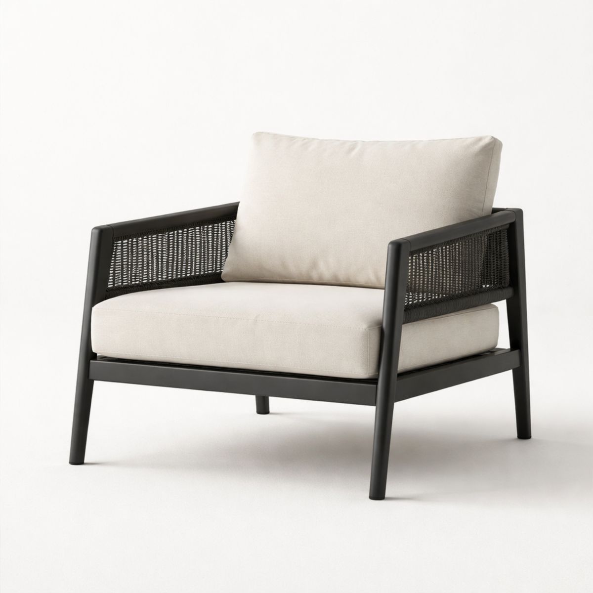 Sessel mit Aluminiumrahmen und Polyesterkissen Beige