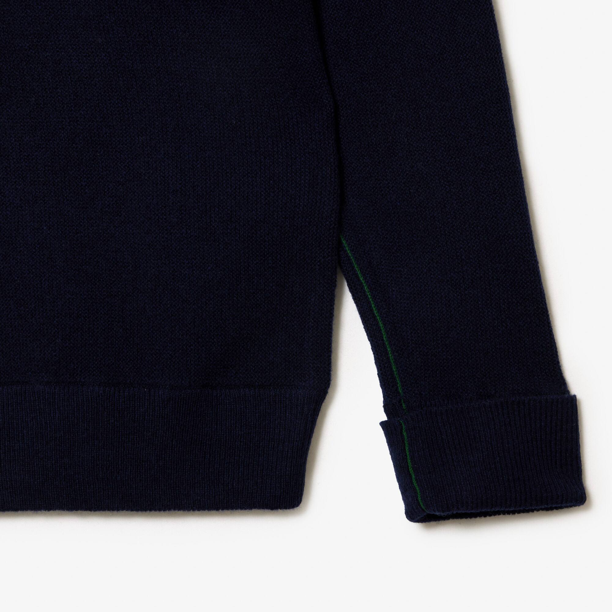 Pull Lacoste femme col montant en laine Pullovers - Bleu - Lacoste - Femme
