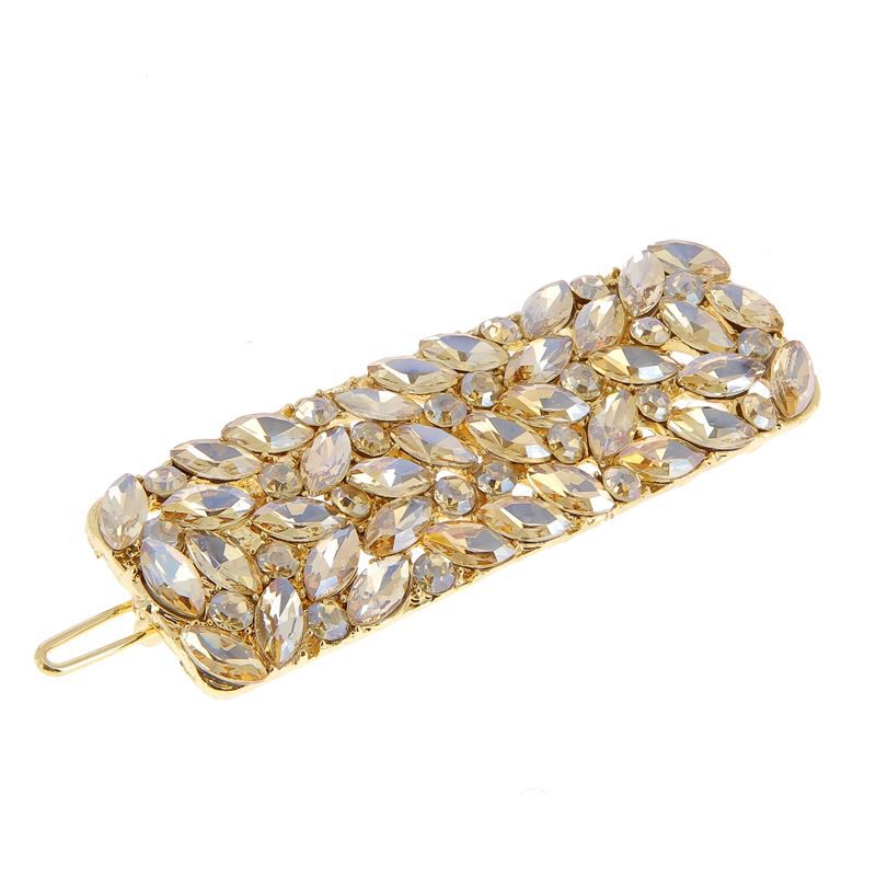 Barrette dorée à strass rectangle