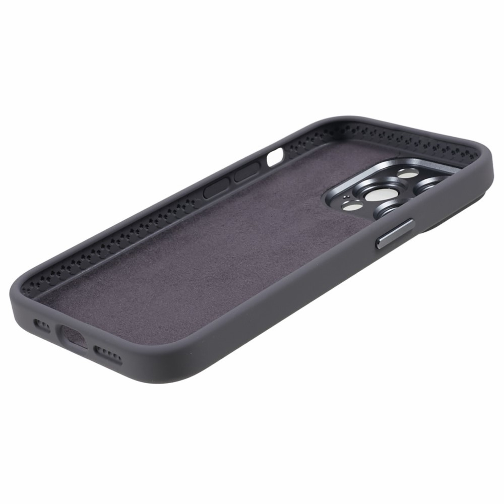 iPhone 15 Pro Max Silikon Hardcase Hülle mit Alu Kamerarahmen - Grau